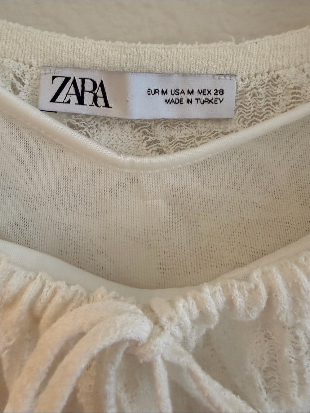 Zara Cream Lace Button-Front Midi Dress, Size Medium - Picture 6 of 7